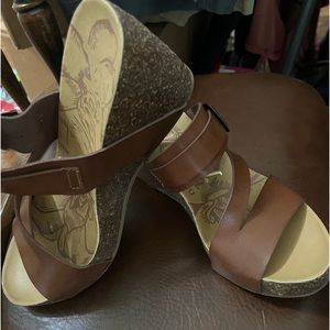 Blowfish brown wedge sandals size 8